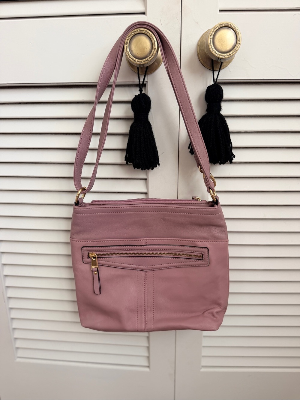 Tignanello Blush Pink / Lavender Leather Shoulder Bag